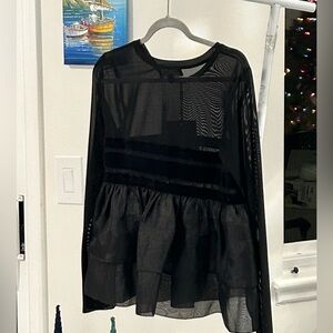 Cynthia Rowley Black Mesh Organza Top